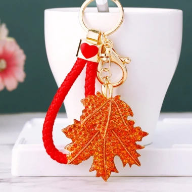 Móc Khóa Kim Cương Đính Lá Phong - Dây Chuyền Kim Loại Xe, Quà Tặng Lưu Niệm - Giá ưu đãi 105k 2