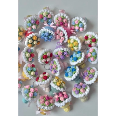 Móc Khóa Len Handmade Bó Hoa Mini Dễ Thương Quà Tặng Xinh Giá 39.000 VNĐ