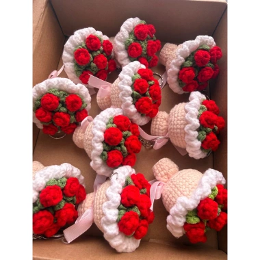 Móc Khóa Len Handmade Bó Hoa Mini Dễ Thương Quà Tặng Xinh Giá 39.000 VNĐ
