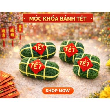 Móc khoá len handmade set quà Tết - Quà tặng gia đình, bạn bè giá rẻ kèm kẹo ngon