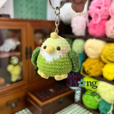Móc khóa len Vẹt xanh tròn ú nu đáng yêu - Giá chỉ 45.000 đồng, khuyến mãi 2 Móc khóa len Vẹt xanh tròn ú nu đáng yêu - Giá chỉ 45.000 đồng, khuyến mãi 2