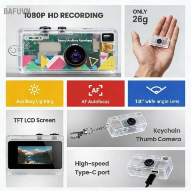 Móc Khóa Máy Ảnh Bafuvn 0.96 inch 1.080P Ngón Tay Cái Flash Tự Động Góc Rộng - Giá 707.300đ 5