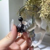 Móc Khóa Mèo May Mắn Bạc Obsidian - Treo Dây Bím Tóc, Đá Quyến Rũ, Ô Tô Nữ 4