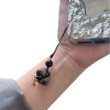 Móc Khóa Mèo May Mắn Bạc Obsidian - Treo Dây Bím Tóc, Đá Quyến Rũ, Ô Tô Nữ 7