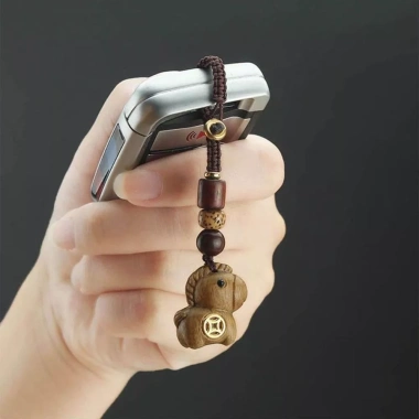 Móc khóa ngựa GOJO - Dây chuyền gỗ Mini Retro, Dây dệt trang trí, ưu đãi 70.620₫