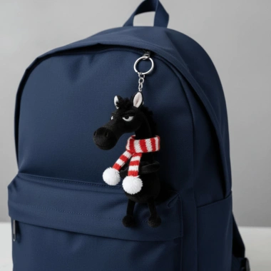 Móc Khóa Ngựa GOJO Pony - Búp Bê Khăn Đen Nhồi Bông, Quà Tặng Giáng Sinh 4