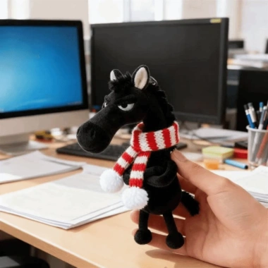 Móc Khóa Ngựa GOJO Pony - Búp Bê Khăn Đen Nhồi Bông, Quà Tặng Giáng Sinh 10