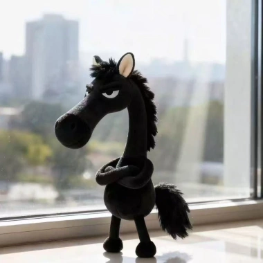 Móc khóa ngựa WEETW thủ công búp bê Pony hoạt hình màu đen nhồi bông Giáng sinh