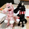 Móc khóa ngựa WEETW thủ công búp bê Pony hoạt hình màu đen nhồi bông Giáng sinh 8
