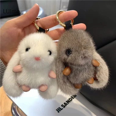 Móc khóa nhẫn lông tơ pompom bunny sang trọng và túi dây chuyền đa năng, quà tặng 60k 2 Móc khóa nhẫn lông tơ pompom bunny sang trọng và túi dây chuyền đa năng, quà tặng 60k 2