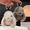 Móc khóa nhẫn lông tơ pompom bunny sang trọng và túi dây chuyền đa năng, quà tặng 60k 4