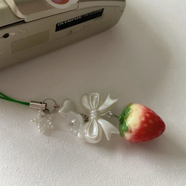 Móc khóa nơ resin dâu tây handmade - Charm điện thoại thời trang, phù hợp bữa tiệc, giảm còn 63.593₫ 3