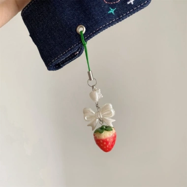 Móc khóa nơ resin dâu tây handmade - Charm điện thoại thời trang, phù hợp bữa tiệc, giảm còn 63.593₫ 4