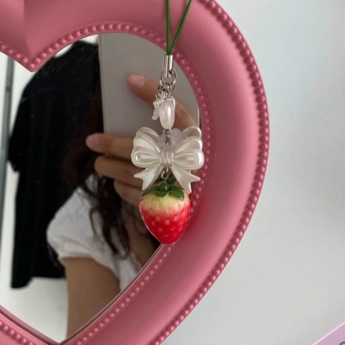 Móc khóa nơ resin dâu tây handmade - Charm điện thoại thời trang, phù hợp bữa tiệc, giảm còn 63.593₫ 5