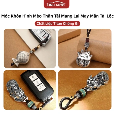 Móc Khóa Ô Tô Xe Máy Mèo Thần Tài Titan Chống Gỉ - May Mắn Tài Lộc 95.000₫