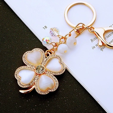 Móc Khóa Opal Bốn Lá Cỏ và Ba Lá Xe - Dây Chuyền Kim Loại, Vòng Pha Lê, Quà Tặng Kinh Doanh 26.2.27 - Giá chỉ 136.934 VND
