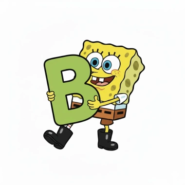Móc khoá SpongeBob SquarePants ôm chữ cái - Nhân vật hoạt hình giá ưu đãi 14.500 VND