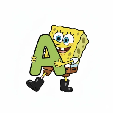 Móc khoá SpongeBob SquarePants ôm chữ cái - Nhân vật hoạt hình giá ưu đãi 14.500 VND