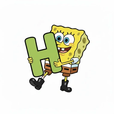 Móc khoá SpongeBob SquarePants ôm chữ cái - Nhân vật hoạt hình giá ưu đãi 14.500 VND