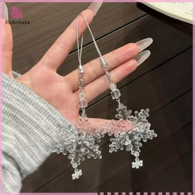 Móc khóa trong suốt bông tuyết cây Giáng sinh – lá dễ thương, chuông gió, dây chuyền điện thoại, dây túi