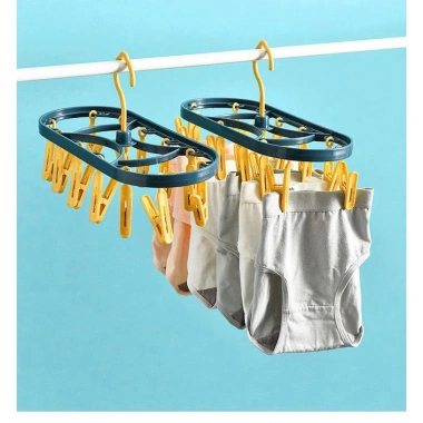 Móc Phơi Đồ Đa Năng 12 Kẹp - Tiện lợi Treo Quần Áo, Tất, Đồ Lót, Giá 22.950 VNĐ