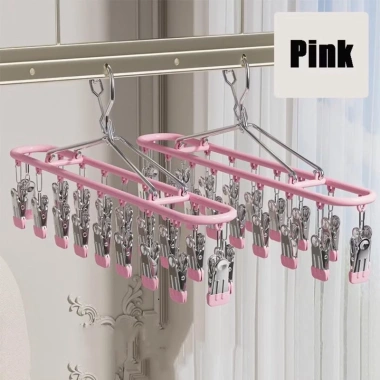 Móc Phơi Đồ Đa Năng 18 Kẹp Giá Treo, Chống Gió Khóa Gài, Tiết Kiệm Diện Tích