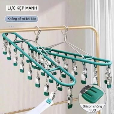 Móc Phơi Đồ Đa Năng 18 Kẹp Giá Treo, Chống Gió Khóa Gài, Tiết Kiệm Diện Tích
