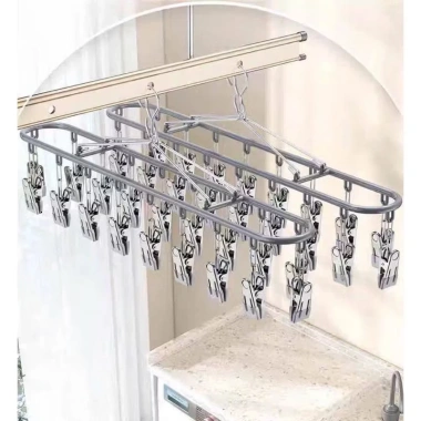 Móc Phơi Đồ Đa Năng 18 Kẹp Giá Treo, Chống Gió Khóa Gài, Tiết Kiệm Diện Tích