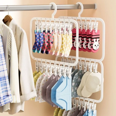 Móc Phơi Đồ Lót Tất Vớ Đa Năng BIBABIBO - Kẹp Nhiều, Khóa Chống Trượt, Giá 65.000₫ 3