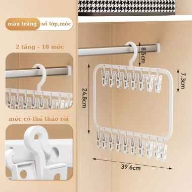 Móc Phơi Đồ Lót Tất Vớ Đa Năng BIBABIBO - Kẹp Nhiều, Khóa Chống Trượt, Giá 65.000₫ 8