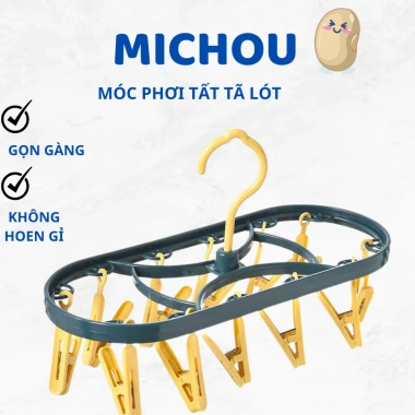 Móc Phơi Tất Vớ Tã Lót 12 Kẹp Gấp Gọn - Tiết Kiệm Không Gian, Phơi Nhanh Cho Gia Đình Móc Phơi Tất Vớ Tã Lót 12 Kẹp Gấp Gọn - Tiết Kiệm Không Gian, Phơi Nhanh Cho Gia Đình
