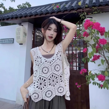 Móc Rỗng Dệt Kim Vest Nữ Mùa Hè Boho Sling Top Áo Không Tay Thoáng Khí Giá 157.680₫