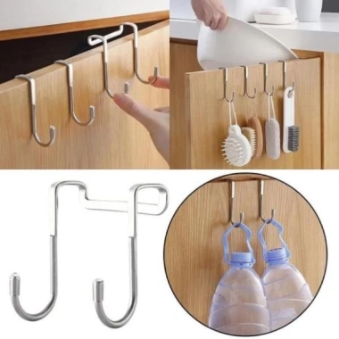 Móc Sau Cửa Inox Hình Chữ S - Móc Đôi Treo Đồ, Gài Sau Tủ Bếp, Giá 18.000 VND