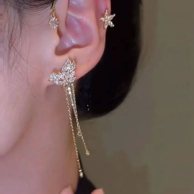 Móc Tai Không Xuyên Chống Rơi - Tua Rua Bông Tai Dangling Phong Cách Lễ Hội Mùa Xuân Giá Ưu Đãi 72.104 VND