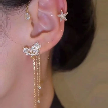 Móc Tai Không Xuyên Chống Rơi - Tua Rua Bông Tai Dangling Phong Cách Lễ Hội Mùa Xuân Giá Ưu Đãi 72.104 VND