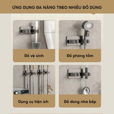 Móc Treo Cây Lau Dán Tường Siêu Chắc KC89 – Đa Năng Giữ Chổi, Treo Đồ
