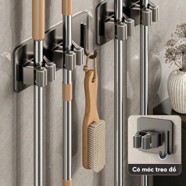 Móc Treo Cây Lau Dán Tường Siêu Chắc KC89 – Đa Năng Giữ Chổi, Treo Đồ
