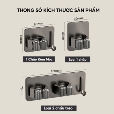 Móc Treo Cây Lau Dán Tường Siêu Chắc KC89 – Đa Năng Giữ Chổi, Treo Đồ