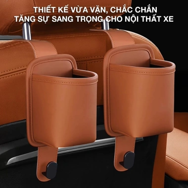 Móc Treo Đa Năng Da PU Cho Ô Tô - Giá Đỡ Cốc Nước, Treo Sau Ghế, Giá 138.000₫