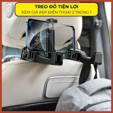 Móc treo đa năng kiêm giá đỡ điện thoại cho ghế ô tô, xe hơi - cao cấp, chắc chắn, nhiều màu, giảm 20%
