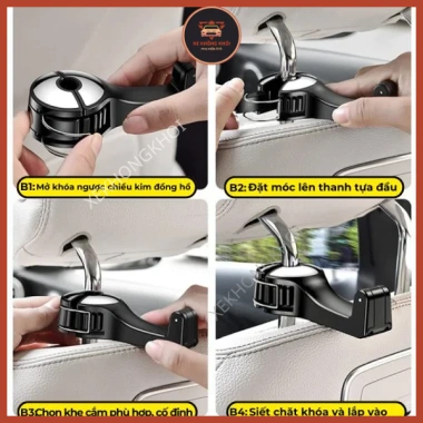 Móc treo đa năng kiêm giá đỡ điện thoại cho ghế ô tô, xe hơi - cao cấp, chắc chắn, nhiều màu, giảm 20%