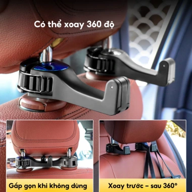 Móc treo đa năng ô tô xoay 360°, treo túi xách và đồ dùng ghế sau tiện lợi - 14.602 VND 5