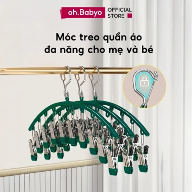 Móc treo đa năng ohBabyo 10 kẹp cho bé, trẻ em & người lớn, chống gió - giá 36.000 VND