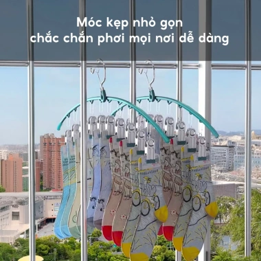 Móc treo đa năng ohBabyo 10 kẹp cho bé, trẻ em & người lớn, chống gió - giá 36.000 VND
