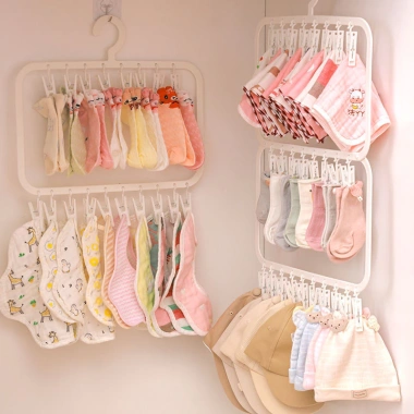 Móc Treo Đa Năng Trẻ Em Gấp Gọn - Lưu Trữ Tủ Quần Áo, Bột Khăn, Sấy Giá Đa Trượt, Chỉ 62.447₫