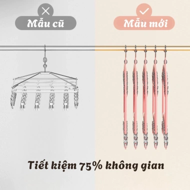 Móc Treo Đồ 2 Tầng Xoay 360 Inox Chống Gỉ - Phơi Đồ Lót, Tất Vớ Không Trượt 45.000₫