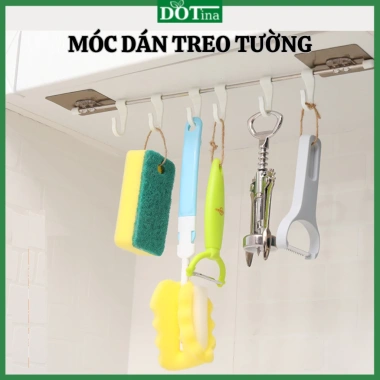 Móc treo đồ 6 móc dán tường inox chắc chắn Dotina MTD05 - Giá 39.000 VND