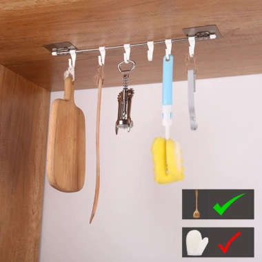 Móc treo đồ 6 móc dán tường inox chắc chắn Dotina MTD05 - Giá 39.000 VND