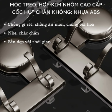 Móc treo đồ AKICHI nhôm chống gỉ, cốc hút chân không - Treo áo, đồ tắm, tường 199.000 VND 3