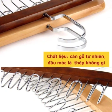 Móc treo đồ đa năng gỗ 8 móc, 2 dây xoay 360° - Treo lót, khăn, thắt lưng, cà vạt, tiện dụng, chỉ 11.899₫